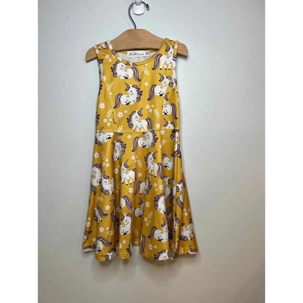 La Beca Unicorn Girl's Golden Yellow Sleeveless Summer Spring‎ Dress Medium